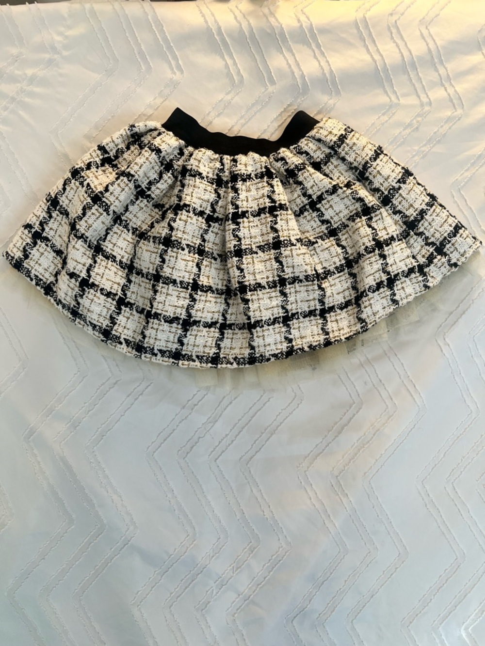 Girls 5/6 Black and White Tweed Pleated Skirt